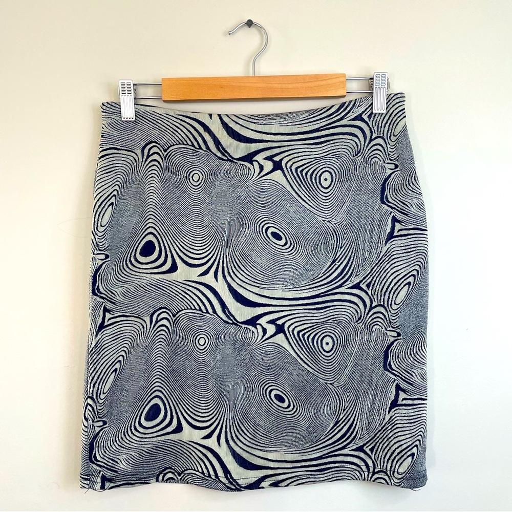 Psychedelic Swirly Skirt Mini Blue & White